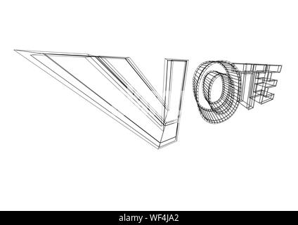 Voter wireframed ecrire isolé sur fond blanc - Vector Illustration de Vecteur