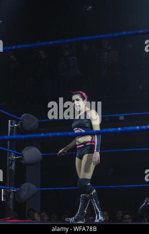 Chili wrestling CNL Alexandra Luchadora Chilena. Campeona Primera Nacional de la CNL. Campeona en Parejas LWA. Campeona en Pareja FNX. Campeona en Parejas CLL. Banque D'Images