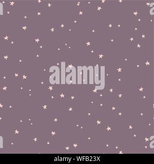 Stars Vector seamless background purple rose. Hand Drawn doodle motif étoiles. Fond de ciel étoilé. Arrière-plan de fête violet. Falling Stars Illustration de Vecteur