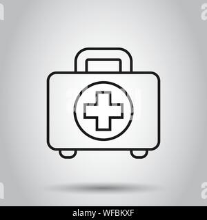 Trousse de premiers soins dans l'icône de style plat. La santé, l'aide et les diagnostics médicaux vector illustration sur fond isolé. Sac médecin concept d'entreprise. Illustration de Vecteur