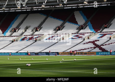 Londres, Royaume-Uni. Août 31, 2019. Une vue générale de la terre au cours de la Premier League match entre West Ham United Norwich City et à la London Stadium le 31 août 2019 à Londres, en Angleterre. (Photo par Mick Kearns/phcimages.com) : PHC Crédit Images/Alamy Live News Banque D'Images
