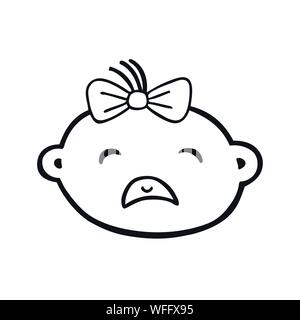 Bébé qui pleure bébé fille avec des larmes vector icon Illustration de Vecteur