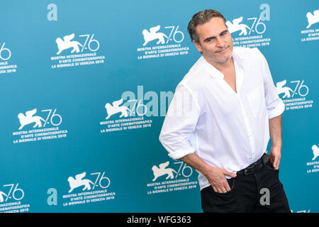 Venise, Italie - 31 août, 2019. Joaquin Phoenix assiste à un photocall pour la première mondiale de Joker pendant le 76e Festival du Film de Venise au Palazzo del Cinema le 31 août 2019 à Venise, Italie. © Roberto Ricciuti/éveil/Alamy Live News Banque D'Images
