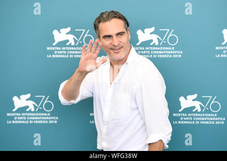 Venise, Italie - 31 août, 2019. Joaquin Phoenix assiste à un photocall pour la première mondiale de Joker pendant le 76e Festival du Film de Venise au Palazzo del Cinema le 31 août 2019 à Venise, Italie. © Roberto Ricciuti/éveil/Alamy Live News Banque D'Images