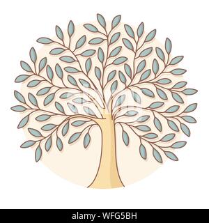 Icône de l'arbre vert en cercle arrière-plan. Un design coloré Illustration de Vecteur