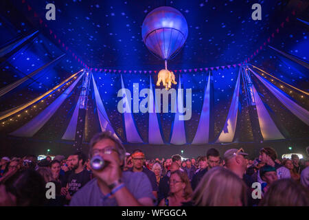 Dorset, UK. Samedi, 31 août, 2019. 2019 Vues de la fin de la route du Festival. Photo : Roger Garfield/Alamy Live News Banque D'Images