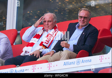 L'Allemagne. 31 août 2019. Uli Hoeness (président ), FCB FCB Président et président, Karl-Heinz RUMMENIGGE (PDG, Vorstandsvorsitzender FCB AG) FC BAYERN MUNICH - FSV MAYENCE 05 - DFL RÈGLEMENT INTERDIT TOUTE UTILISATION DES PHOTOGRAPHIES comme des séquences d'images et/ou quasi-vidéo - 1.ligue de soccer allemand , Munich, 31 août 2019, journée 03 saison 2019/2020, FCB, München © Peter Schatz / Alamy Live News Banque D'Images