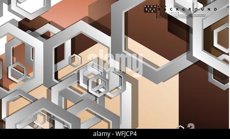 Résumé Contexte géométrique avec hexagones couleur de peau composition. Vector illustration Illustration de Vecteur