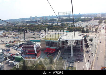 Une vue aérienne du téléphérique de l'Emirates terminal du téléphérique Banque D'Images
