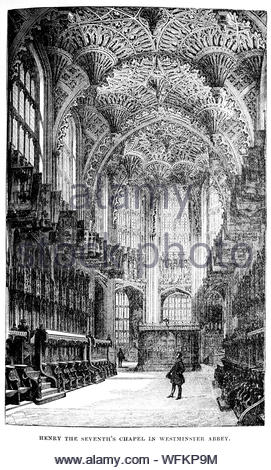 Henry VII chapel à l'abbaye de Westminster, illustration de 1900 vintage Banque D'Images