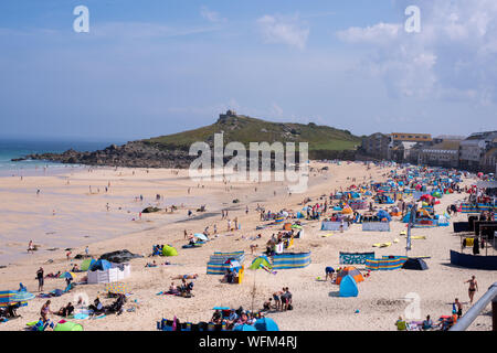 Plage de Porthmeor numéro 3863 de St Ives Banque D'Images