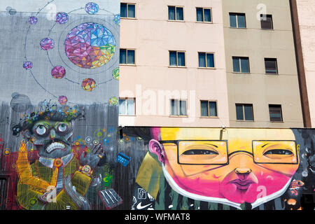 PALERMO - fresque sur un parking de dictateur nord-coréen Kim Jong-Un par artiste de rue brésilien DMS Banque D'Images