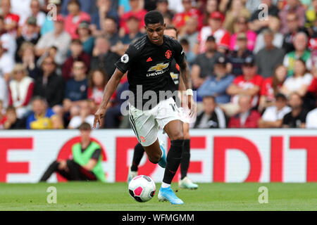 SOUTHAMPTON, Angleterre AUG 31ST Marcus Rashford Manchester United fait une pause durant la Premier League match entre Southampton et Manchester United à St Mary's Stadium, Southampton le samedi 31 août 2019. (Crédit : Jon Bromley | MI News) usage éditorial uniquement, licence requise pour un usage commercial. Aucune utilisation de pari, de jeux ou d'un seul club/ligue/dvd publications. Photographie peut uniquement être utilisé pour les journaux et/ou magazines des fins éditoriales Crédit : MI News & Sport /Alamy Live News Banque D'Images