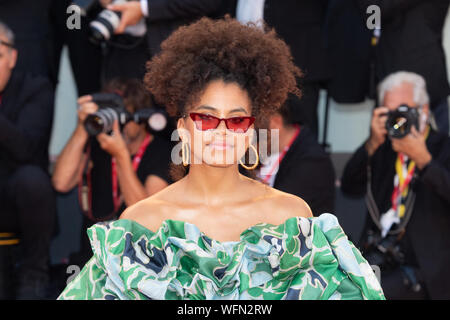 Venise, Italie - 31 août, 2019. Zazie Beetz, marche le tapis rouge pour la première mondiale de Joker pendant le 76e Festival du Film de Venise au Palazzo del Cinema le 31 août 2019 à Venise, Italie. © Roberto Ricciuti/éveil/Alamy Live News Banque D'Images