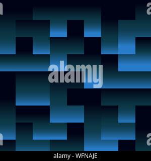 Résumé fond bleu foncé pièces Tetris jeu de brique, sans couture, modèle carré. Vector illustration télévision style de motif. Illustration de Vecteur