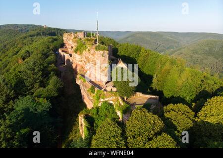 La France, Bas Rhin, Saverne, château du Haut Barr 11e à 14e siècle (vue aérienne) Banque D'Images