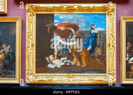 France, Oise, Chantilly, le château de Chantilly, le musée de Condé, galerie de peinture, peinture Le Massacre des Innocents de Nicolas Poussin Banque D'Images