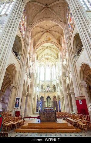 France, Oise, Senlis, la cathédrale Notre-Dame de Senlis, catholique romaine d'architecture gothique Banque D'Images