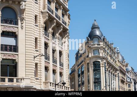 France, Paris, rue Réaumur, Immeuble Haussmannien, Banque D'Images