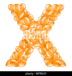 Lettre Orange X à partir de ballons d'hélium partie d'alphabet anglais. Banque D'Images