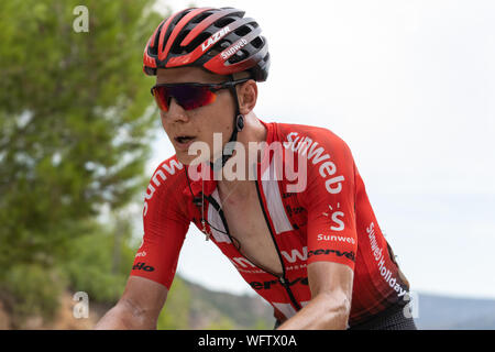 30 augustus 2019 Mas de la Costa, Espagne Vélo Vuelta 2019 30-08-2019: Ronde van Spanje: Onda: Mas de la Costa étape 7, équipe Sunweb, Vuelta a Espana 2019, Wilco Kelderman Banque D'Images