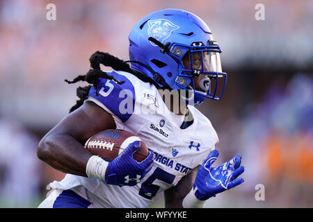 31 août 2019 : au cours de la NCAA football match entre l'Université du Tennessee bénévoles et le Georgia State Panthers à Knoxville, TN/CSM Gangloff Tim Banque D'Images
