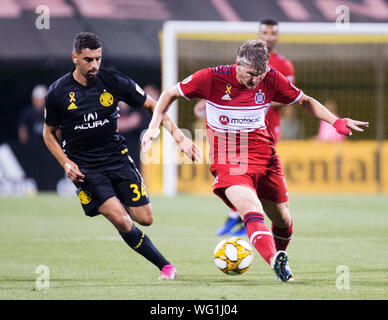 Columbus, Ohio, USA. 31 août, 2019. Le milieu de terrain Bastian Schweinsteiger Chicago Fire (31) gère la balle contre SC Columbus Crew Stadium à Mapfre. Credit : Brent Clark/Alamy Live News Banque D'Images