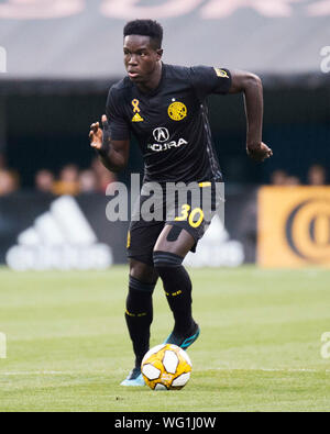 Columbus, Ohio, USA. 31 août, 2019. Columbus Crew SC defender Aboubacar Keita (30) se réchauffe avant d'affronter Chicago Fire dans leur match à Mapfre Stadium. Credit : Brent Clark/Alamy Live News Banque D'Images