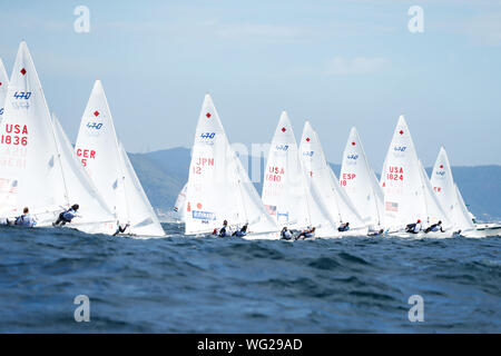 Kanagawa, Japon. Août 31, 2019. Vue générale de la Coupe du Monde de Voile : la femme d'Enoshima série 470 au port de plaisance d'Enoshima à Kanagawa, Japon . Credit : Naoki Morita/AFLO SPORT/Alamy Live News Banque D'Images