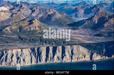 Vue aérienne de la côte Katmai National Park, Alaska Banque D'Images