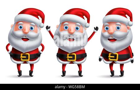 Le père noël jeu de caractères vectoriels heureux sourire et parler avec les gestes de la main pour noël décoration design et éléments isolés dans White Illustration de Vecteur