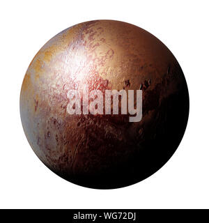 Planète naine Pluton, partie du système solaire, isolé sur fond blanc Banque D'Images