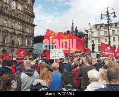 Glasgow, Ecosse, Royaume-Uni. 31 Août 2019 : une protestation massive à Glasgow, contre la décision du gouvernement britannique à fermer le Parlement (Westminster). Banque D'Images