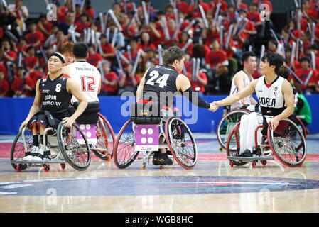 Tokyo, Japon. 06Th Sep 2019. Groupe de l'équipe du Japon (JPN), 1er septembre 2019 - Le basket-ball en fauteuil roulant : Men's défi entre le Japon à la Corée 50-36 Sport Plaza Forêt Musashino, Tokyo, Japon. Credit : AFLO Co.,Ltd/Alamy Live News Banque D'Images