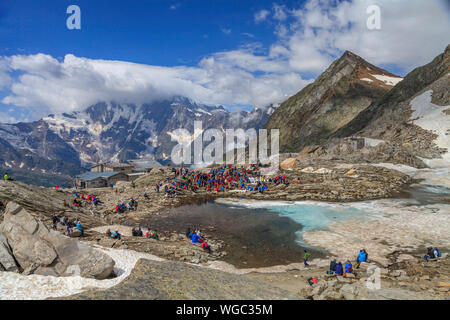 Fête religieuse sur le Monte Moro (Monte Rosa) Banque D'Images