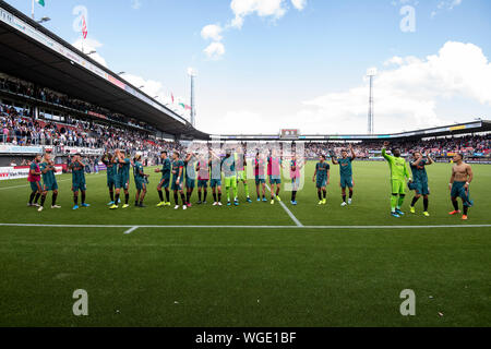 Rotterdam, Pays-Bas. 06Th Sep 2019. ROTTERDAM, 01-06-2019, Het Kasteel stadium, l'Eredivisie néerlandaise, de la saison 2019-2020, les joueurs d'Ajax célébrant la victoire lors du match Sparta Rotterdam - Ajax : Crédit Photos Pro/Alamy Live News Banque D'Images