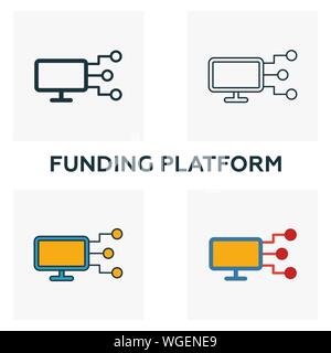 La plate-forme de financement l'icône Contour. L'élément de la ligne fine collection icônes crowdfunding. L'assurance-chômage et de ux. La plate-forme de financement parfait pixel pour l'icône web design Illustration de Vecteur