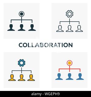 L'icône Contour de collaboration. L'élément de la ligne fine collection icônes crowdfunding. L'assurance-chômage et de ux. Pour l'icône parfaite collaboration Pixel web design, applications Illustration de Vecteur