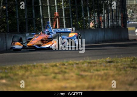 Portland, Oregon, USA. Août 31, 2019. SCOTT DIXON (9) d'Auckland, Nouvelle-Zélande pratiques pour le Grand Prix de Portland à Portland International Raceway à Portland, Oregon. (Crédit Image : © Walter G Arce Sr meule Medi/ASP) Banque D'Images