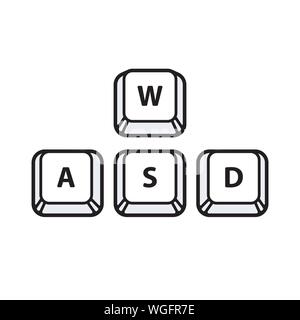 Les touches WASD, contrôle du jeu des touches du clavier. Les jeux et le cybersport symbole. Vector illustration. Illustration de Vecteur