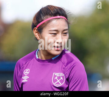 Dagenham, UK. 06Th Sep 2019. DAGENHAM, EN ANGLETERRE - 01 SEPTEMBRE : Cho So-Hyun de West Ham United WFC lors d'un match amical entre West Ham United et Tottenham Hotspur Femmes vert jonc au stade le 01 septembre 2019 à Dagenham, en Angleterre : Crédit photo Action Sport/Alamy Live News Banque D'Images