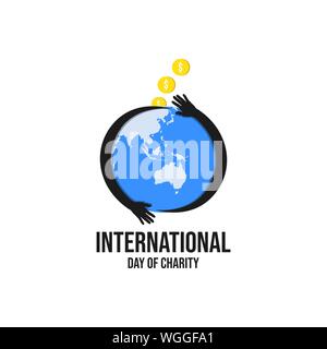 Les dons internationaux sur la Journée internationale de la charité et de l'image affiche la bannière du vecteur Illustration de Vecteur