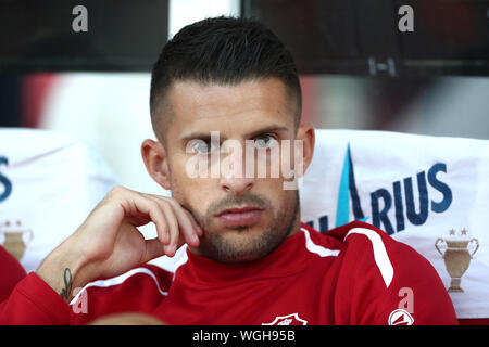 WAREGEM, BELGIQUE - 01 SEPTEMBRE : Kevin Mirallas d'Anvers pendant la Jupiler Pro League match day 6 entre Zulte Waregem et le Royal Antwerp FC le 01 septembre 2019 à Waregem, Belgique. (Photo de Vincent Van Doornick/Isosport) Credit : Pro Shots/Alamy Live News Banque D'Images