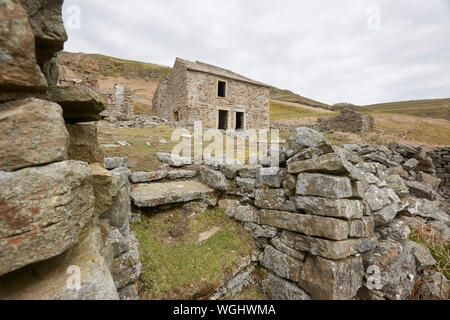 Les ruines abandonnées de Crackpot Hall, près de Keld, surplombant la rivière Swale et Kisdon Gorge, Swaledale, Yorkshire Dales National Park, Royaume-Uni Banque D'Images