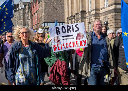 Edimbourg, Ecosse, le 31 août 2019. Mouvement européen en Ecosse ont organisé une manifestation contre la prorogation du Parlement. Banque D'Images