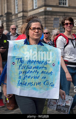 Edimbourg, Ecosse, le 31 août 2019. Mouvement européen en Ecosse ont organisé une manifestation contre la prorogation du Parlement. Banque D'Images