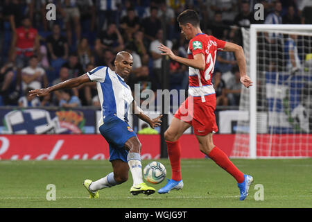 Barcelone, Espagne. 06Th Sep 2019. Barcelone, 01-09-2019. LaLiga 2019/ 2020, date 3. Espanyol-Granada. Naldo Gomes de Espanyol et Carlos Fernandez de Grenade : Crédit Photos Pro/Alamy Live News Banque D'Images