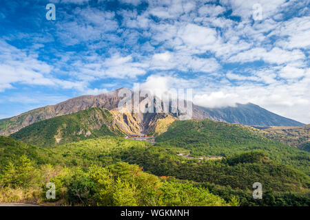 Cratère du volcan Sakurajima à Kagoshima, Japon. Banque D'Images