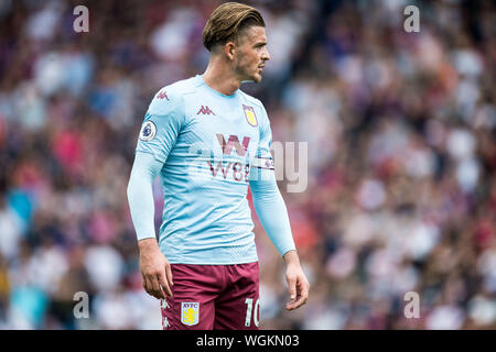 Londres, ANGLETERRE - 31 août : Jack Grealish de Aston Villa lors de la Premier League match entre Aston Villa et Crystal Palace à Selhurst Park le 31 août 2019 à Londres, Royaume-Uni. (Photo par Sebastian Frej/MO Media) Banque D'Images