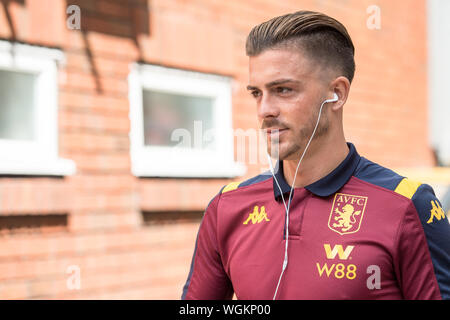 Londres, ANGLETERRE - 31 août : Jack Grealish de Aston Villa est arrivé pour le premier match de championnat entre Crystal Palace et Aston Villa à Selhurst Park le 31 août 2019 à Londres, Royaume-Uni. (Photo par Sebastian Frej/MO Media) Banque D'Images